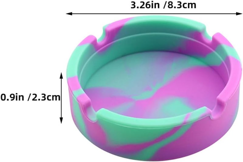 صينية سجائر سيليكون غير قابلة للانزلاق طقم من قطعتين مانع كسر جامع رماد للداخل والخارج أخضر نعناع أحمر وردي تمويه - Image 5